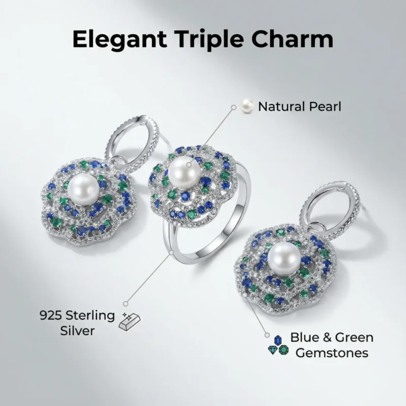 This is a light luxury jewelry set themed with flower clusters