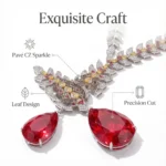 Light Luxury Colored Gemstone Necklace Themed with Clustered Leaves