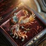 This is a craft brooch shaped like a phoenix