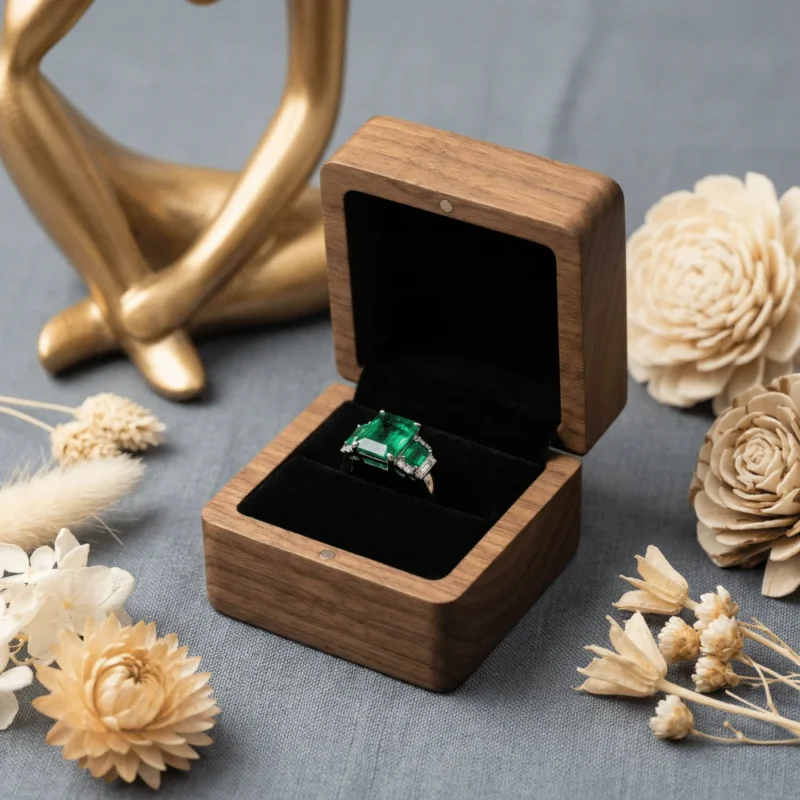 High-Jewelry Ring with Emerald as the Central Stone