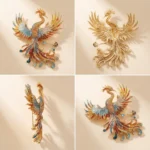This is a craft brooch shaped like a phoenix