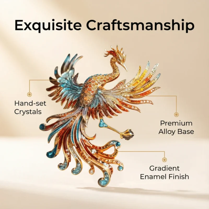This is a craft brooch shaped like a phoenix
