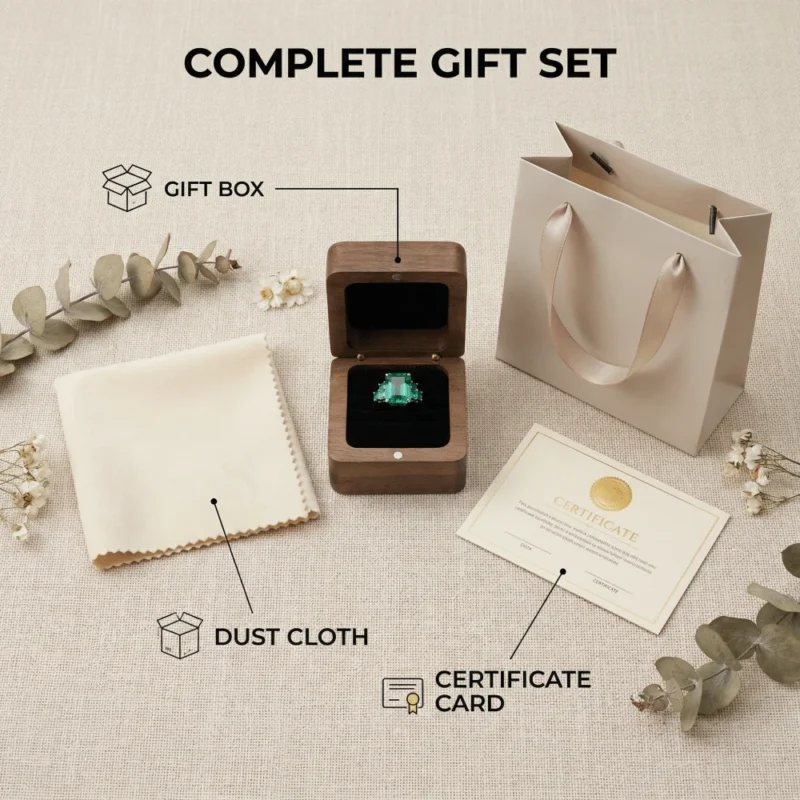 High-Jewelry Ring with Emerald as the Central Stone