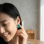 Enamel Colored Gemstone Jewelry Set Inspired by Marine Life/Abstract Floral Patterns